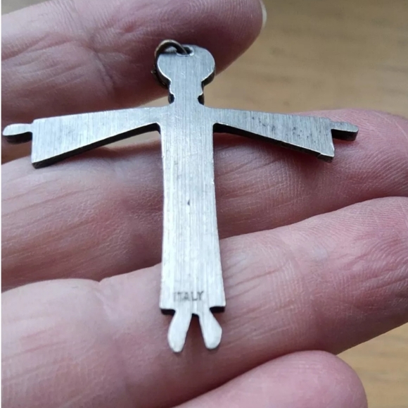 Italian man Made cross of Jesus Body from Italy silver tone. No marking. Vintage - Picture 7 of 7